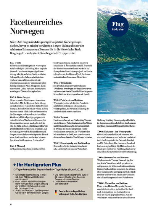 Facettenreiches Norwegen - Reiseverlauf